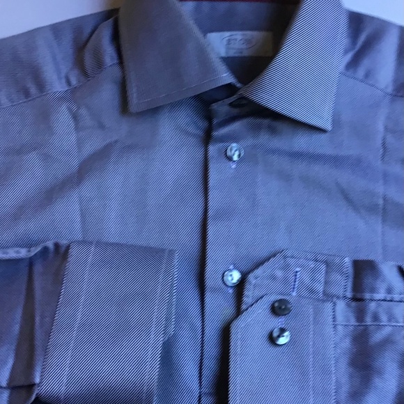 ETON slim classy gray cotton twill shirt Sz 15 /38 cm made in Europe - Picture 8 of 9